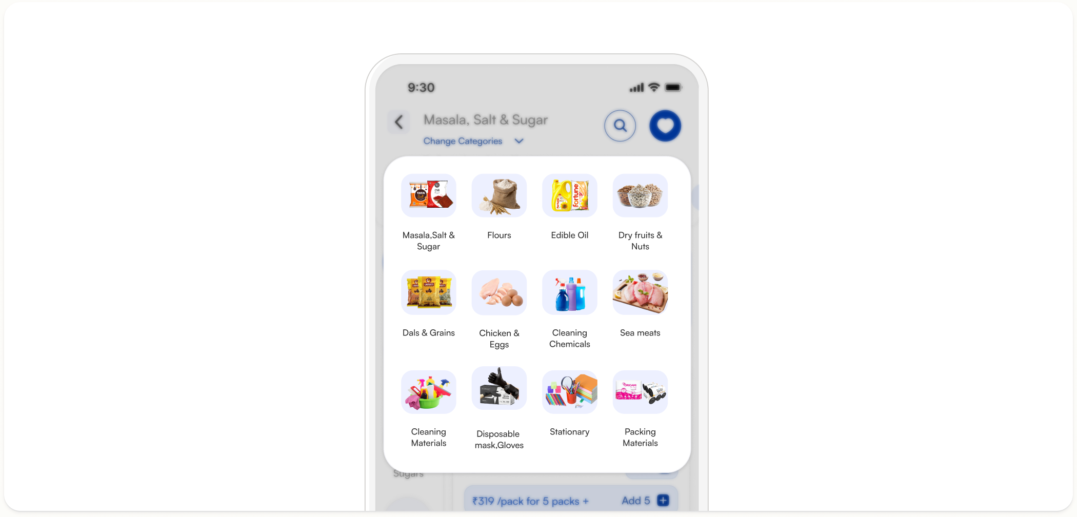 Category switch slide transition