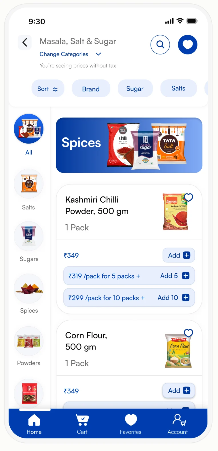 Categories Page