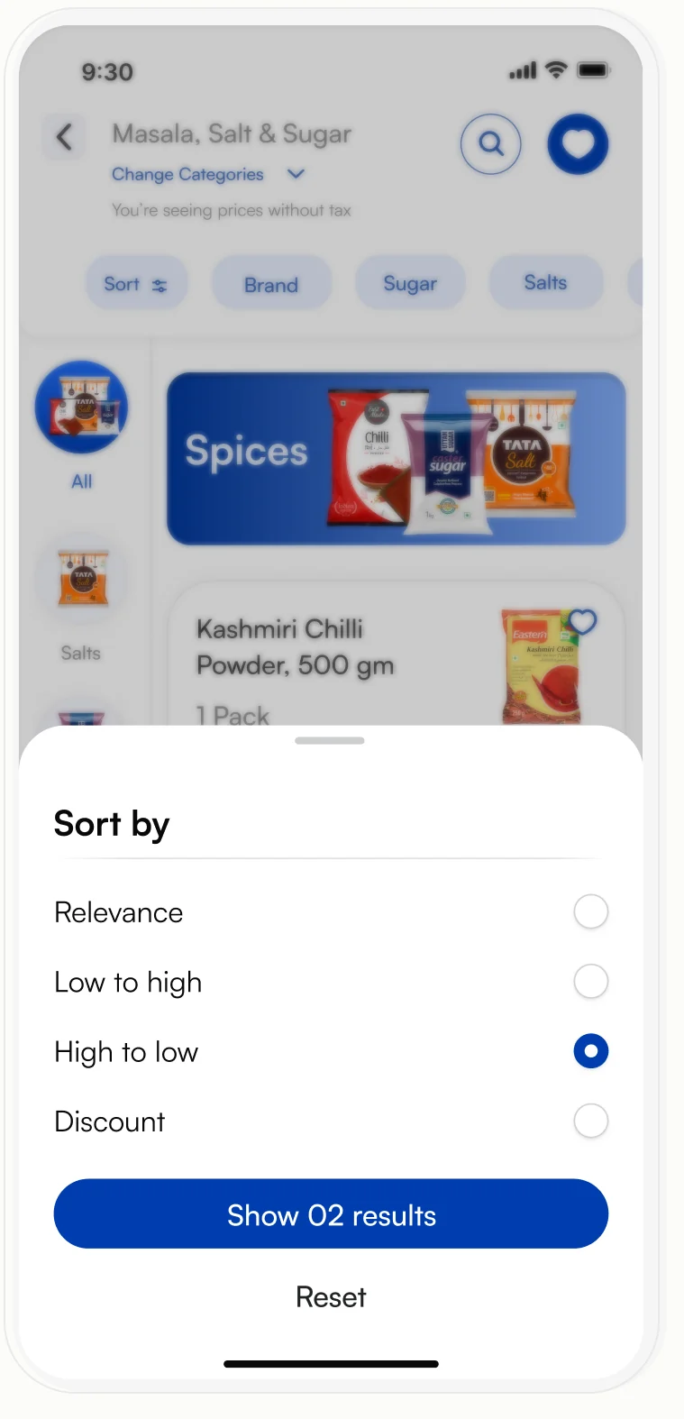 Sort by Modal